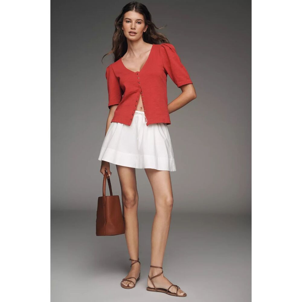 Nation LTD LA Jen Peyton Femme Button Up Blouse Red Size XS Cotton